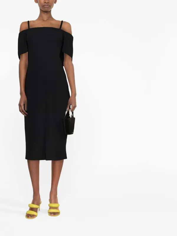 Victoria Beckham off shoulder Midi Dress Farfetch