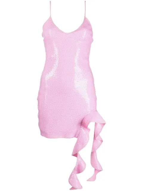 David Koma ruffle-detail sequined minidress
