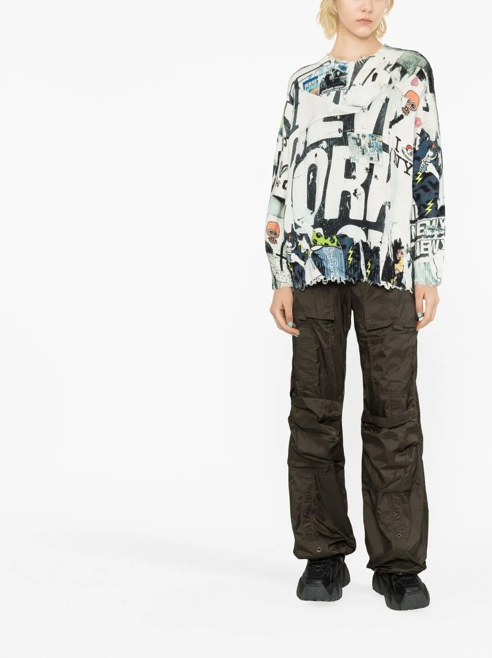 R13 Trui met print - Grijs