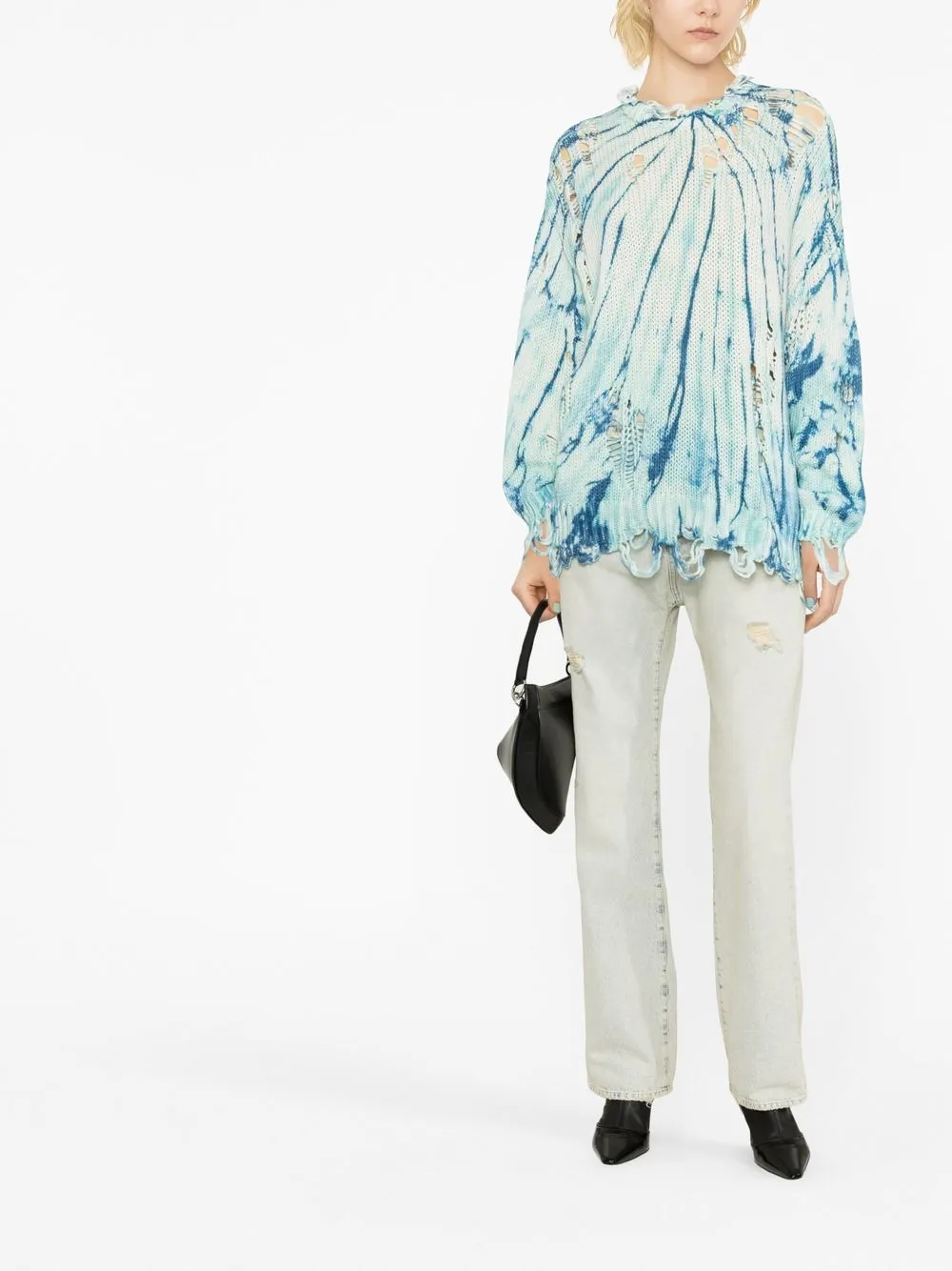 R13 Trui met tie-dye - Blauw