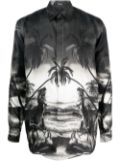 Philipp Plein dinosaur-print silk shirt - Black