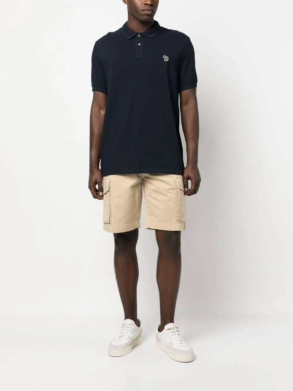 Ps By Paul Smith Zebra-motif Polo Shirt In 蓝色