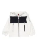Moncler Enfant logo-patch sleeve hooded jacket - White