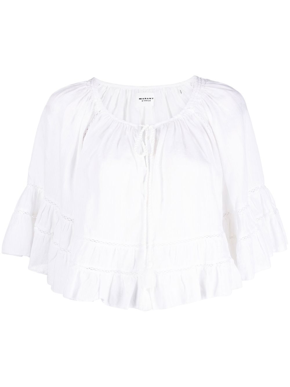 Isabel Marant Étoile Keyhole Flutter Blouse In White | ModeSens