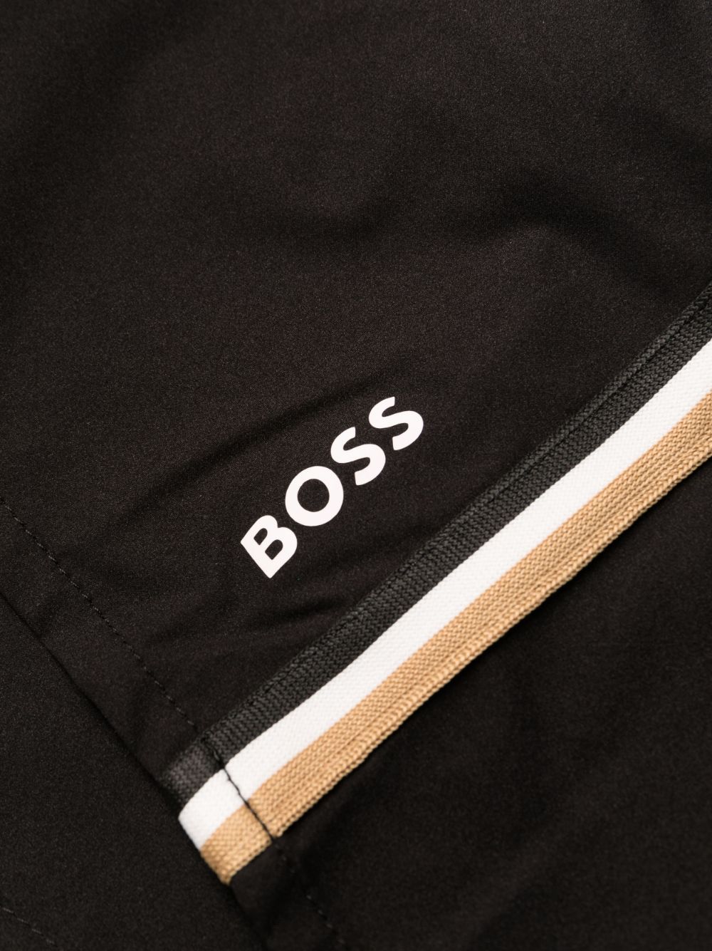 Shop Hugo Boss Iconic Logo-print Swim Shorts In Black