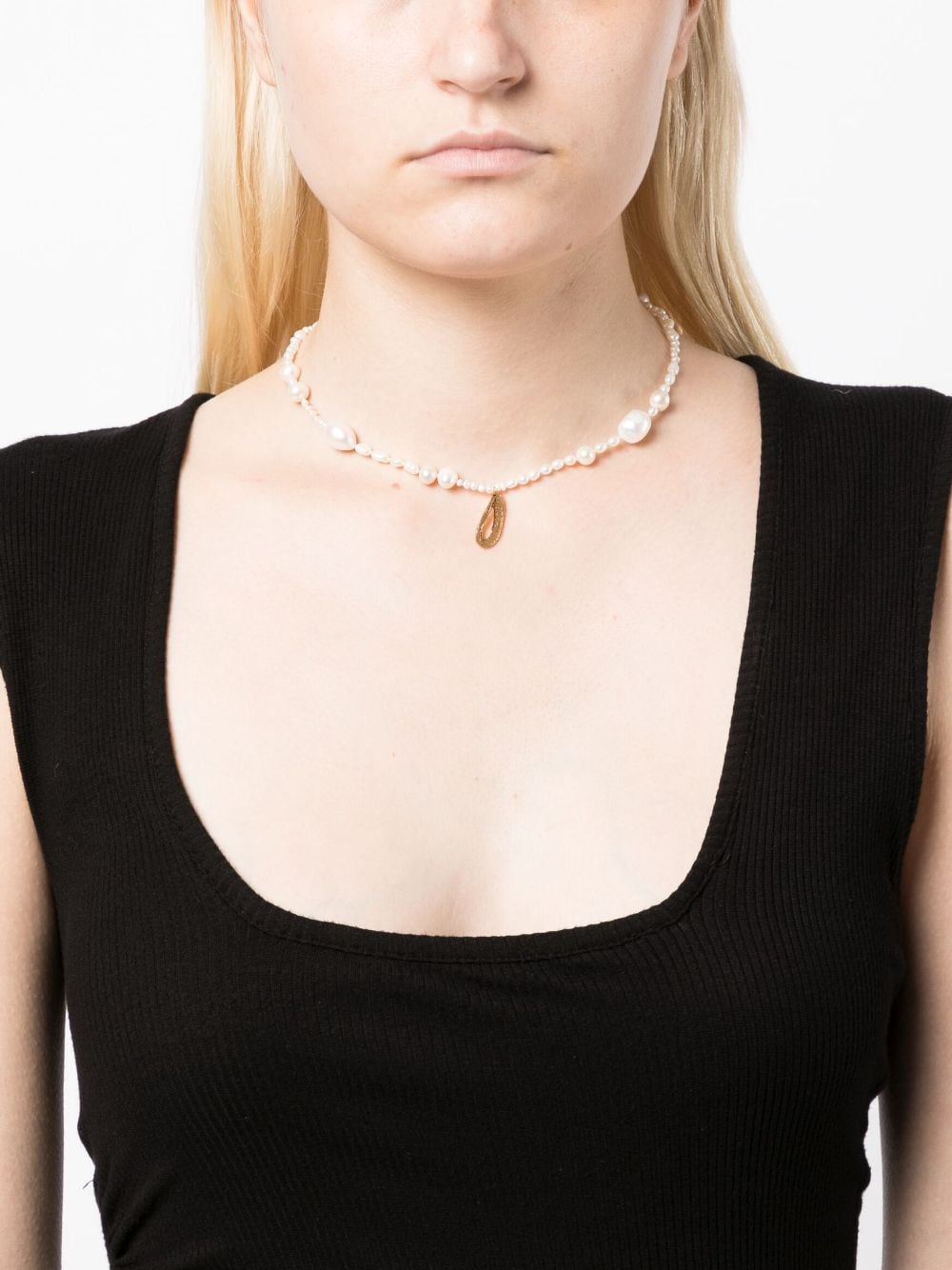 Shop Loveness Lee Lydia Pearl-embellished Necklace In White