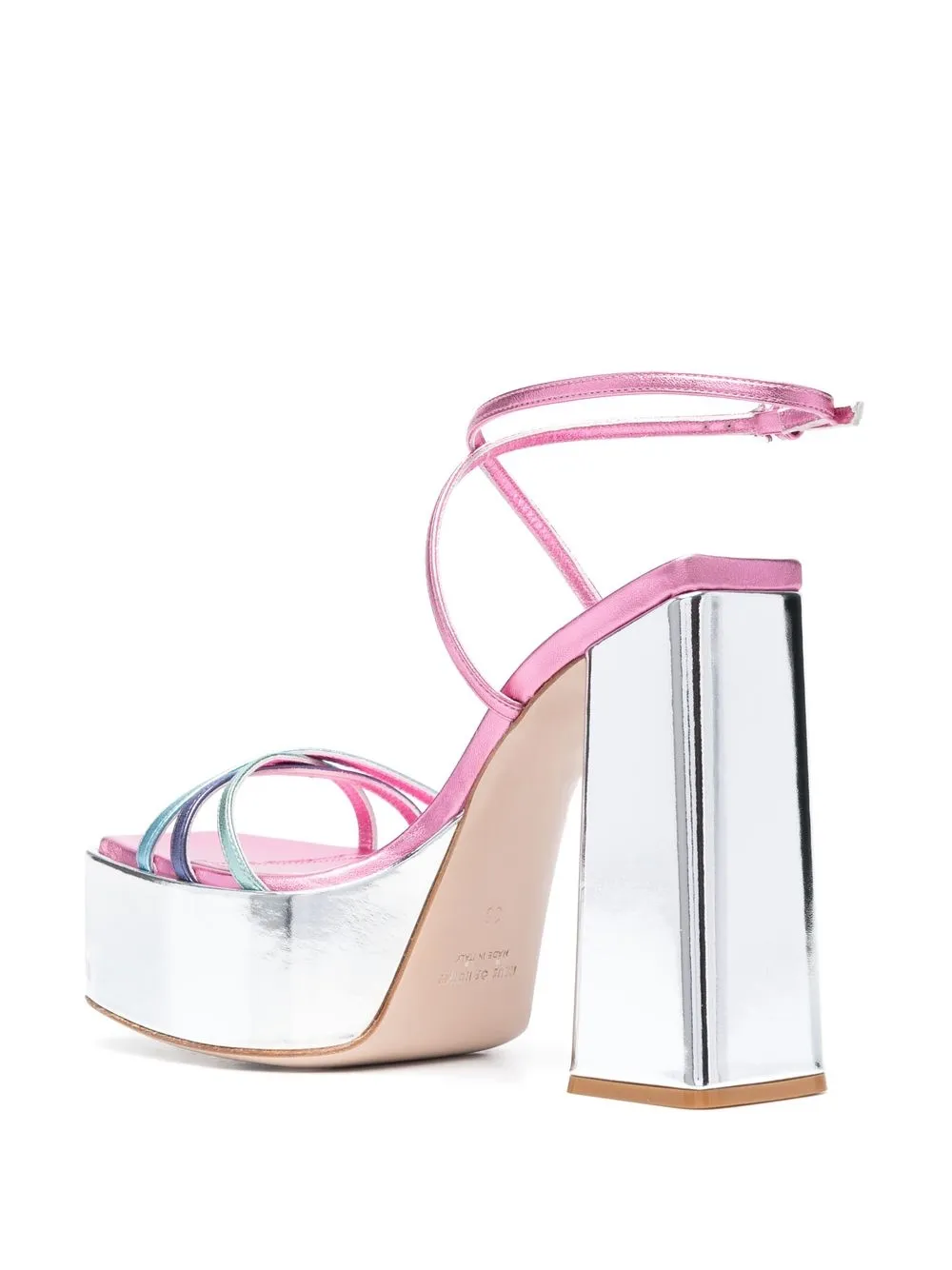 Haus Of Honey Wannabe Mirror Leather Sandals In Pink