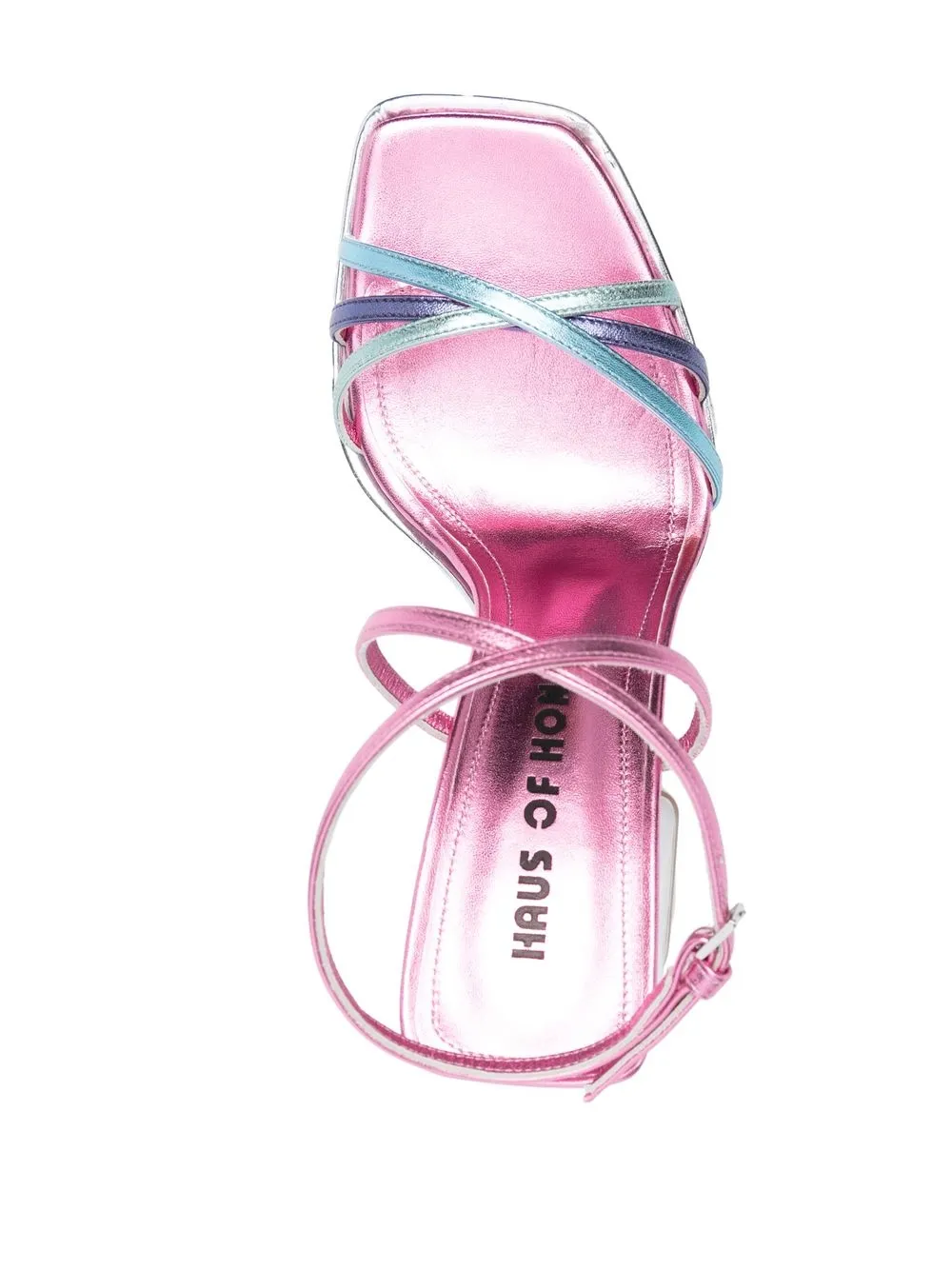 Haus Of Honey Wannabe Mirror Leather Sandals In Pink