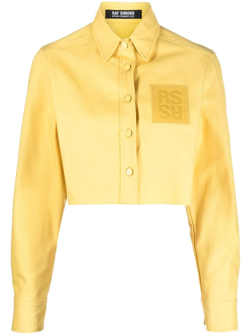 

Raf Simons logo-patch cropped jacket - Yellow