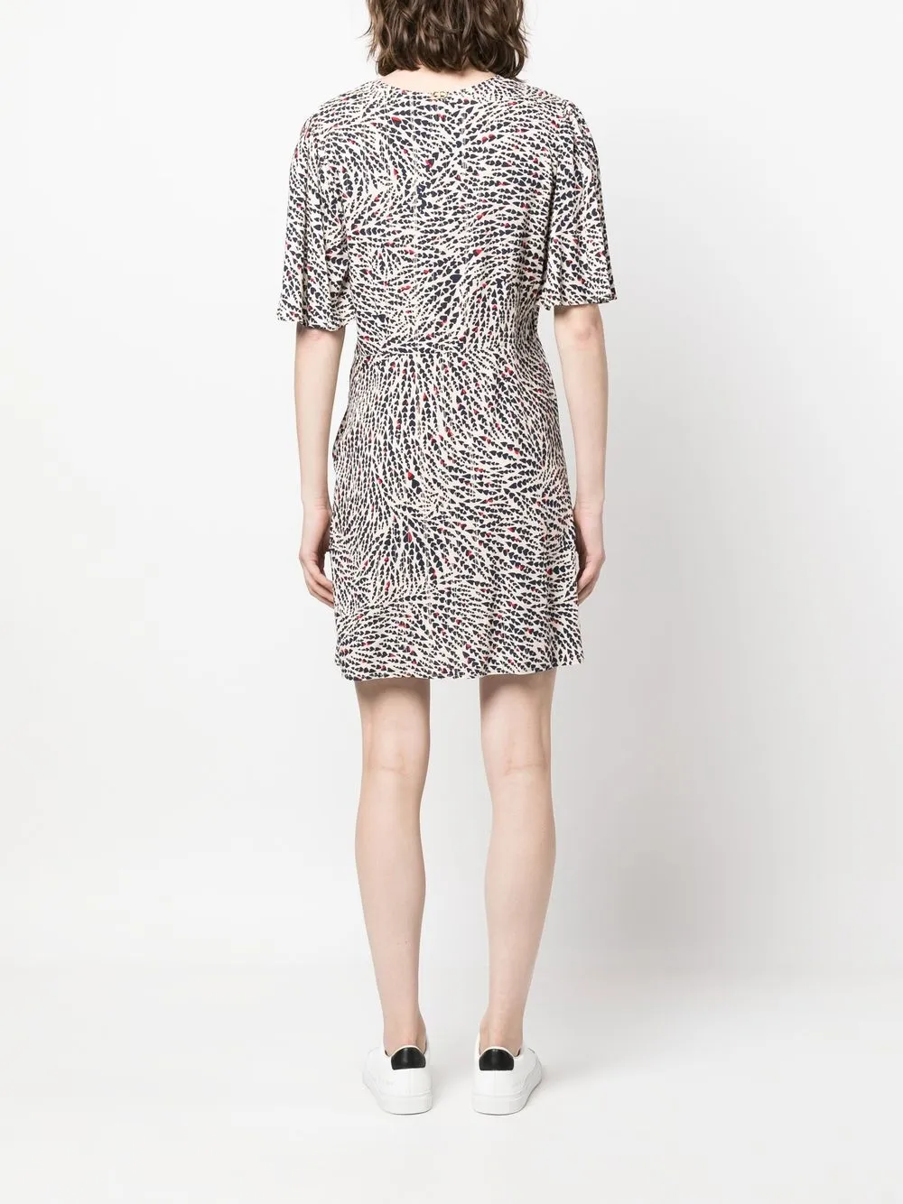 Twinset Graphic-print Midi Dress In Neutrals