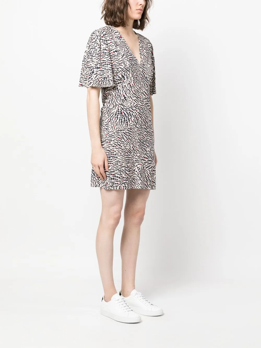 Twinset Graphic-print Midi Dress In Neutrals