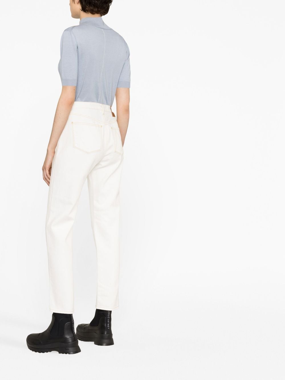 Shop Moncler High-waisted Flared Jeans In White