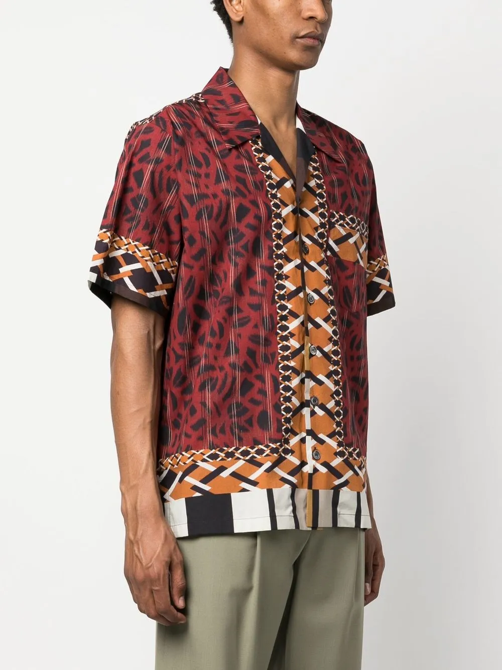 Shop Pierre-louis Mascia Panelled-design Short-sleeve Shirt In Rot