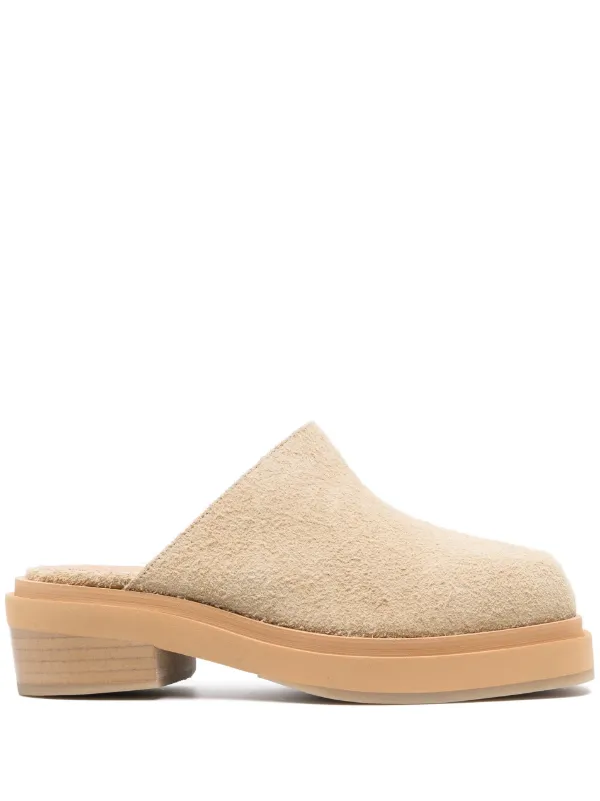 Beige hot sale suede mules