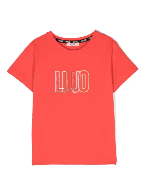 LIU JO - logo-print gemstone-embellished T-shirt