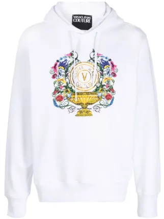 Versace Jeans Couture logo-print Hoodie | White | FARFETCH AZ