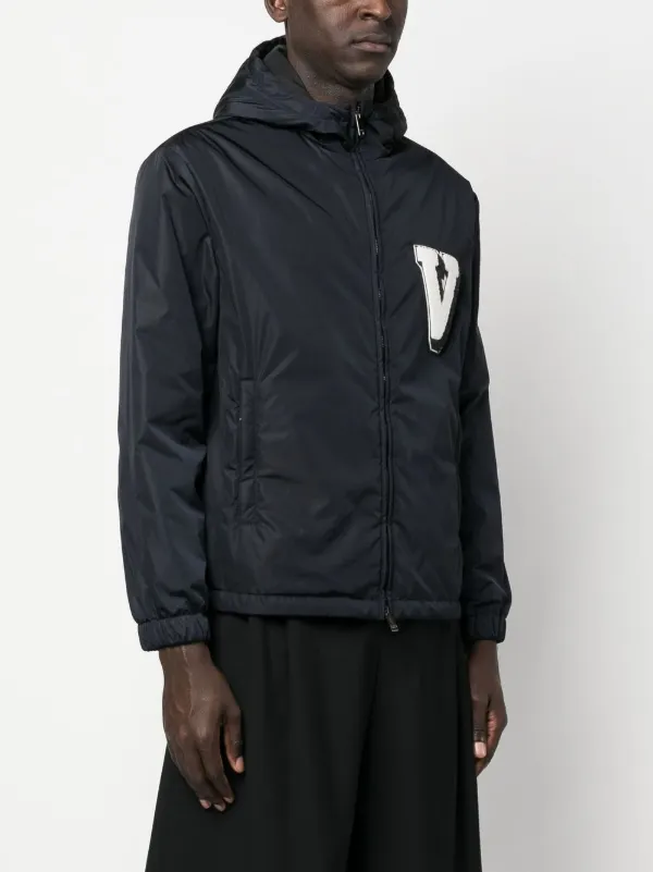 Valentino Garavani logo-patch Hooded Jacket | Blue | FARFETCH UK