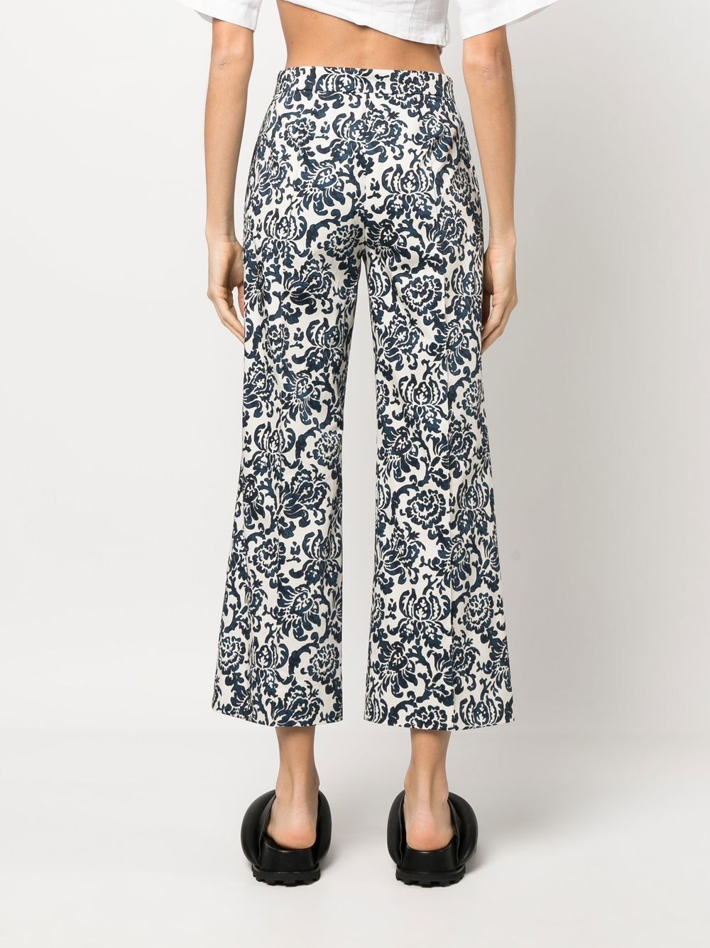 Shop 's Max Mara Graphic-print Cropped Trousers In Blue