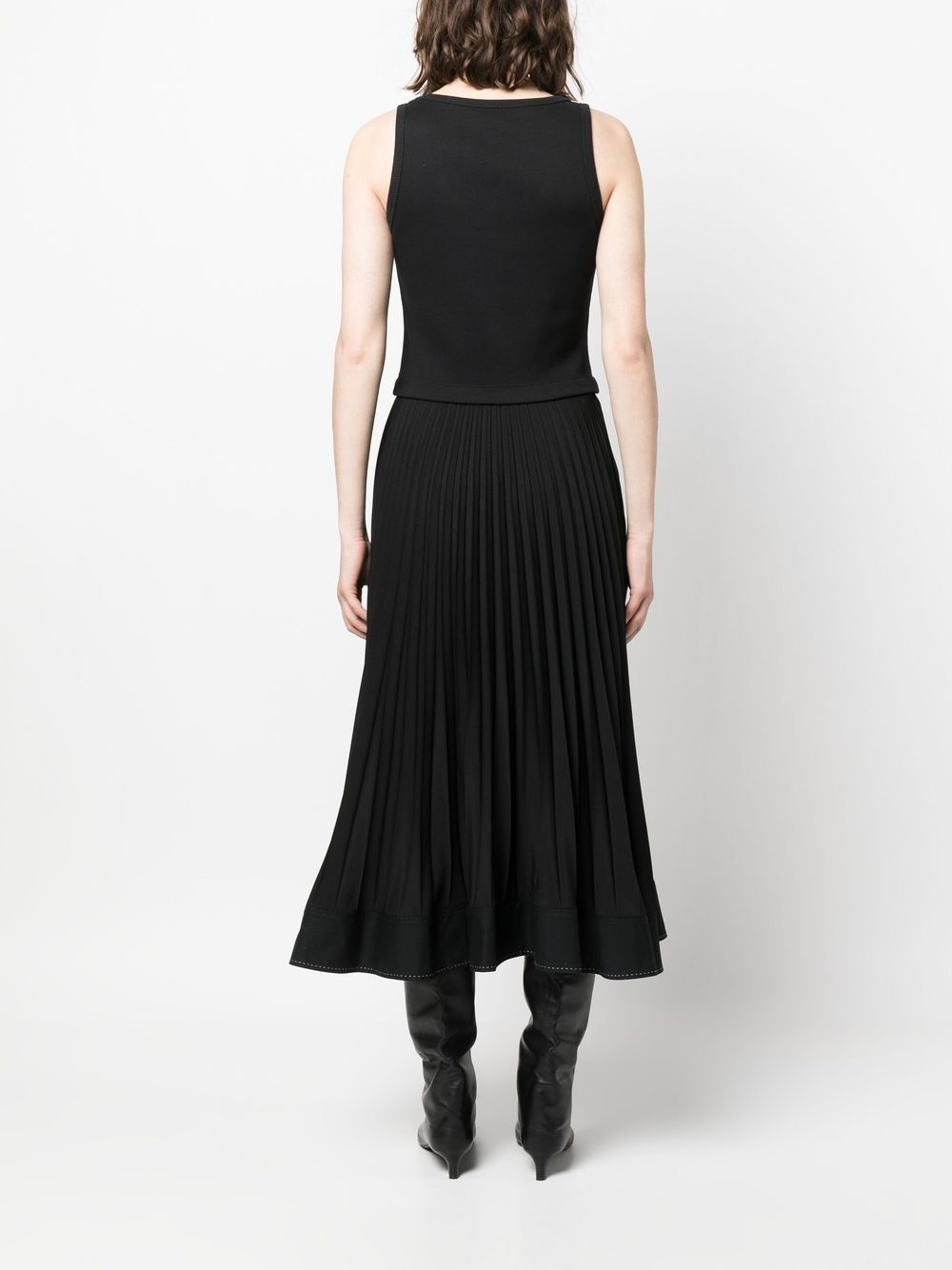Shop Claudie Pierlot Pleated-skirt Sleeveless Midi Dress In Black