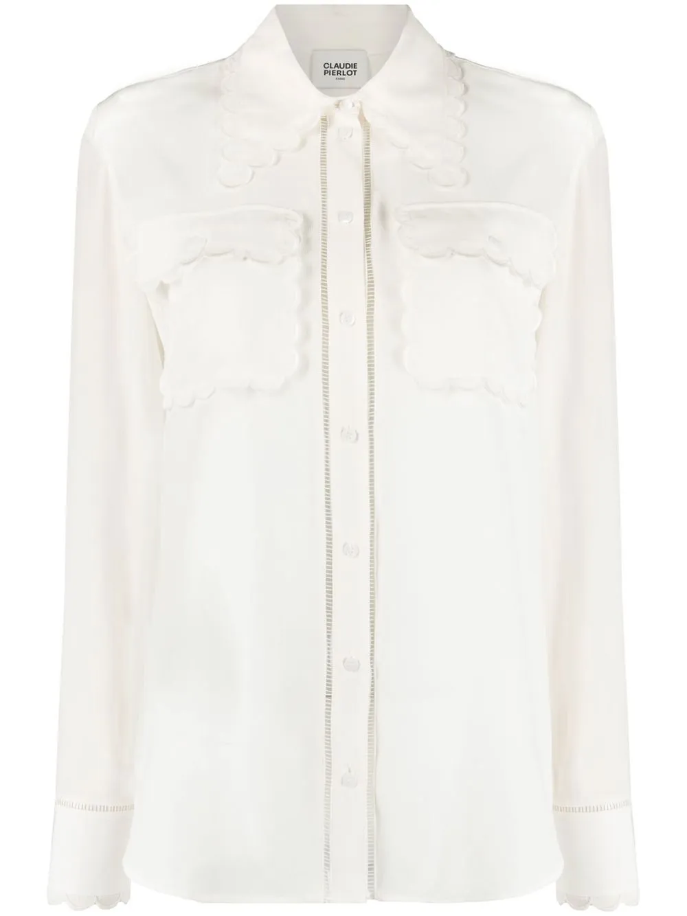 Claudie Pierlot Scalloped Point Collar Silk Shirt Farfetch
