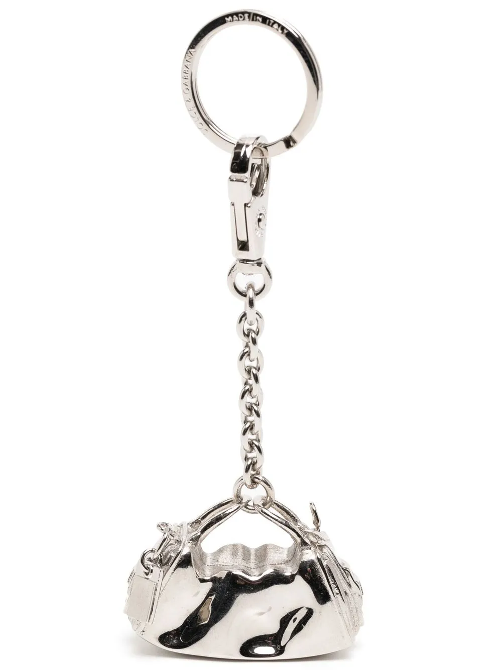 Dolce & Gabbana Engraved-logo Keyring In Silver