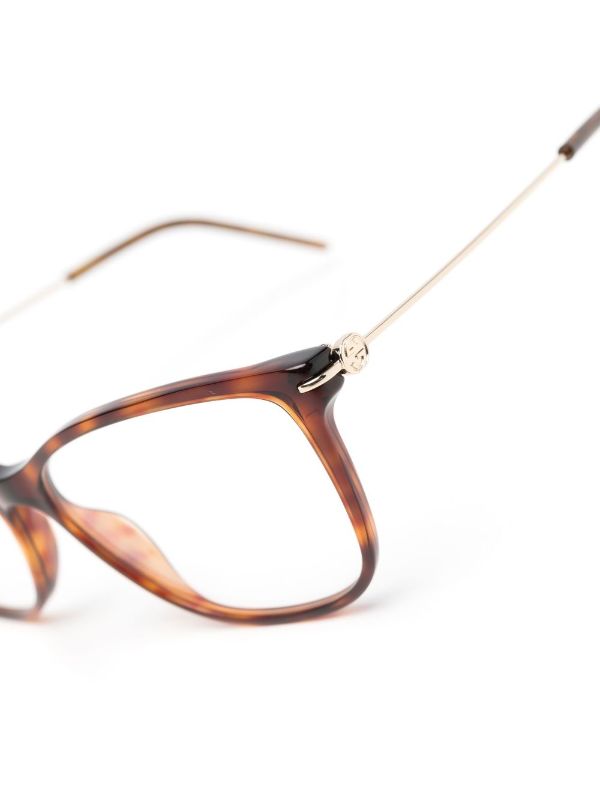 Cat-eye tortoiseshell acetate and gold-tone optical glasses