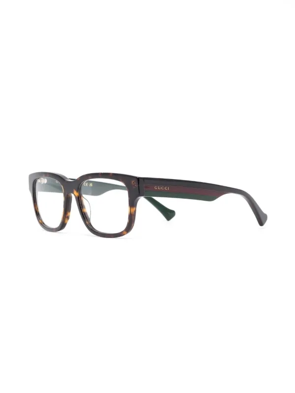 GUCCI EYEWEAR スクエアフレーム トータスシェル アセテート Gucci Eyewear トータスシェル 眼鏡フレーム | ブラック