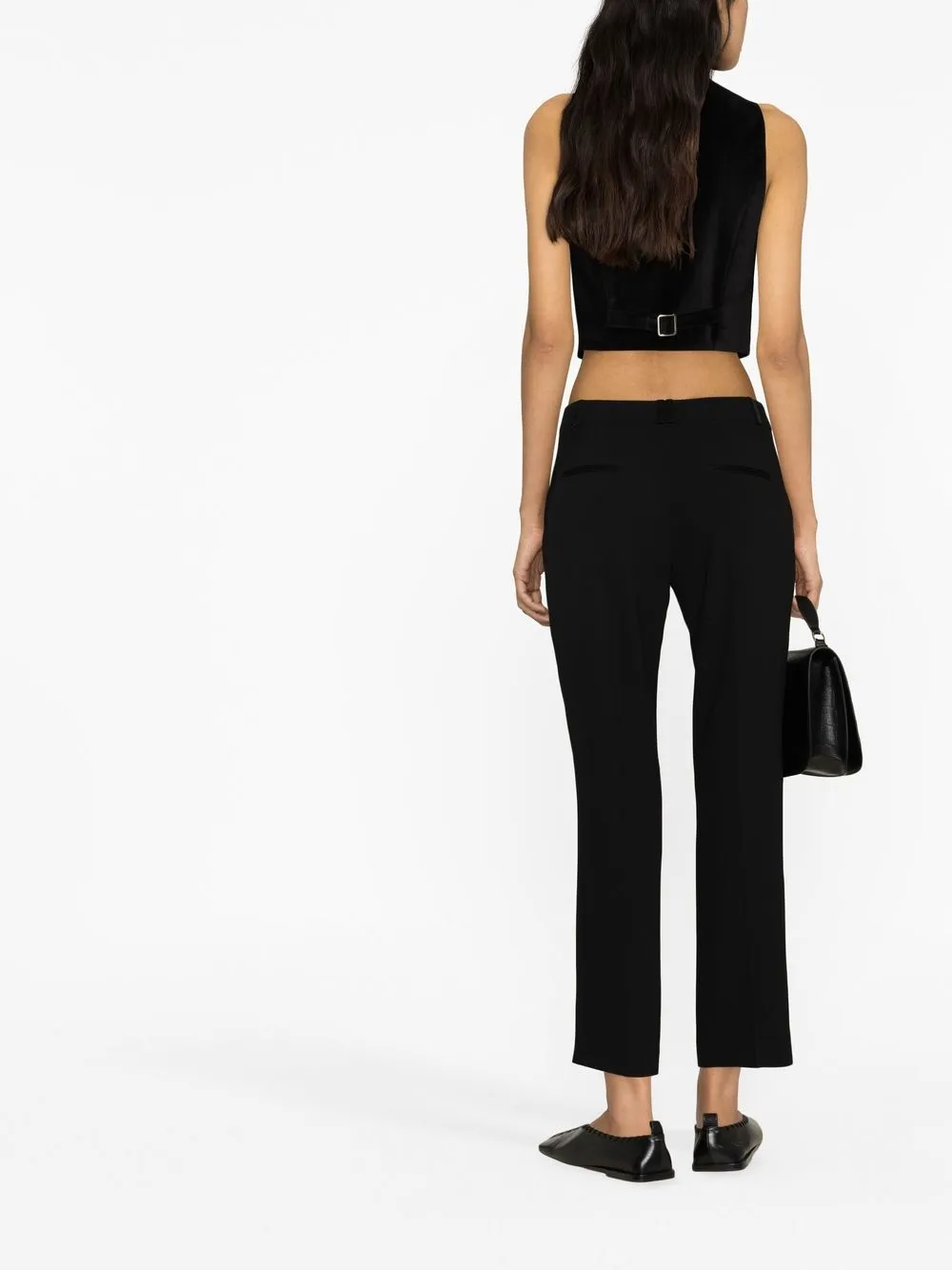 Shop Claudie Pierlot Cropped Straight-leg Trousers In Black