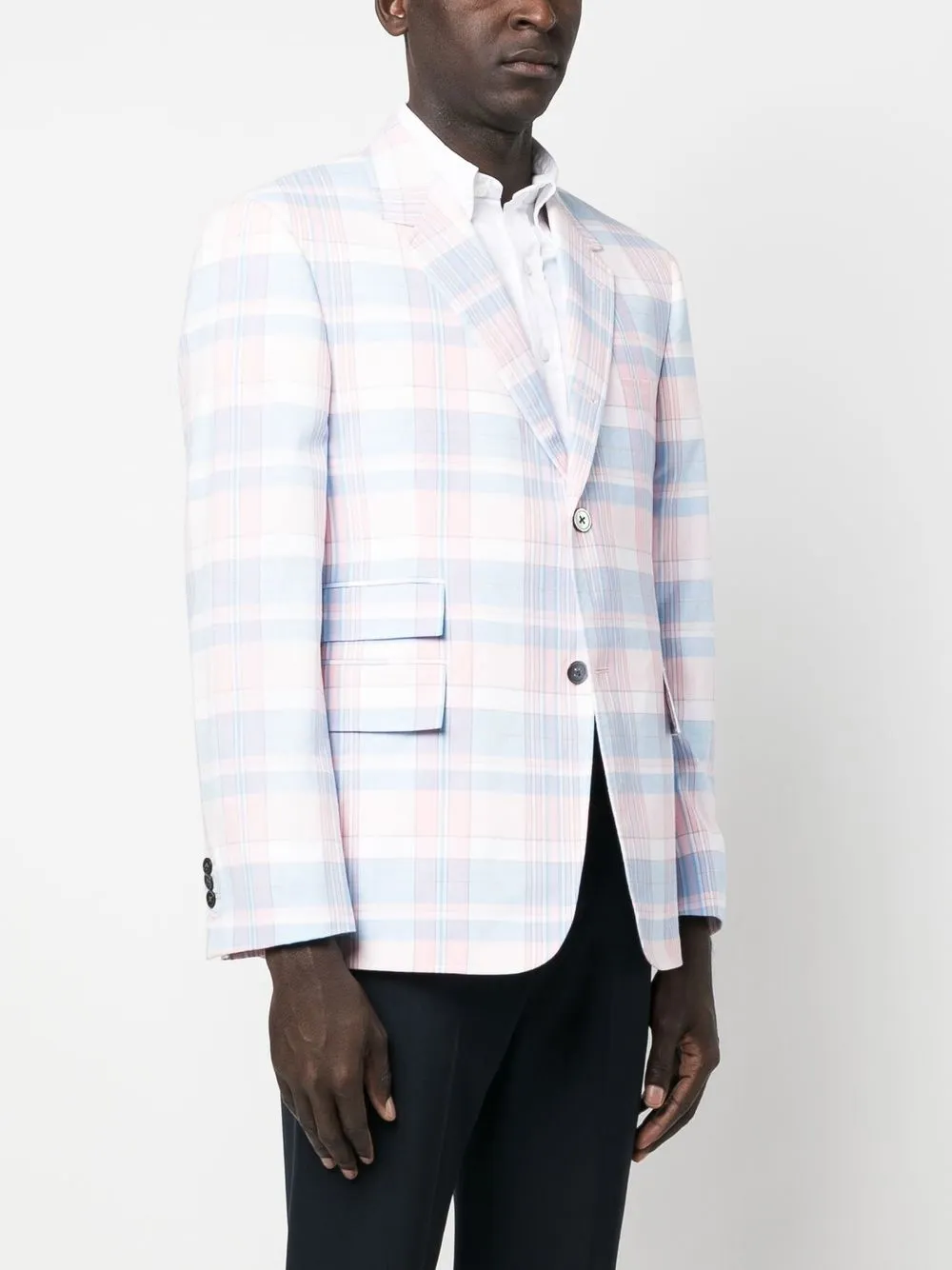 Thom Browne Checked Cotton Blazer In Pink