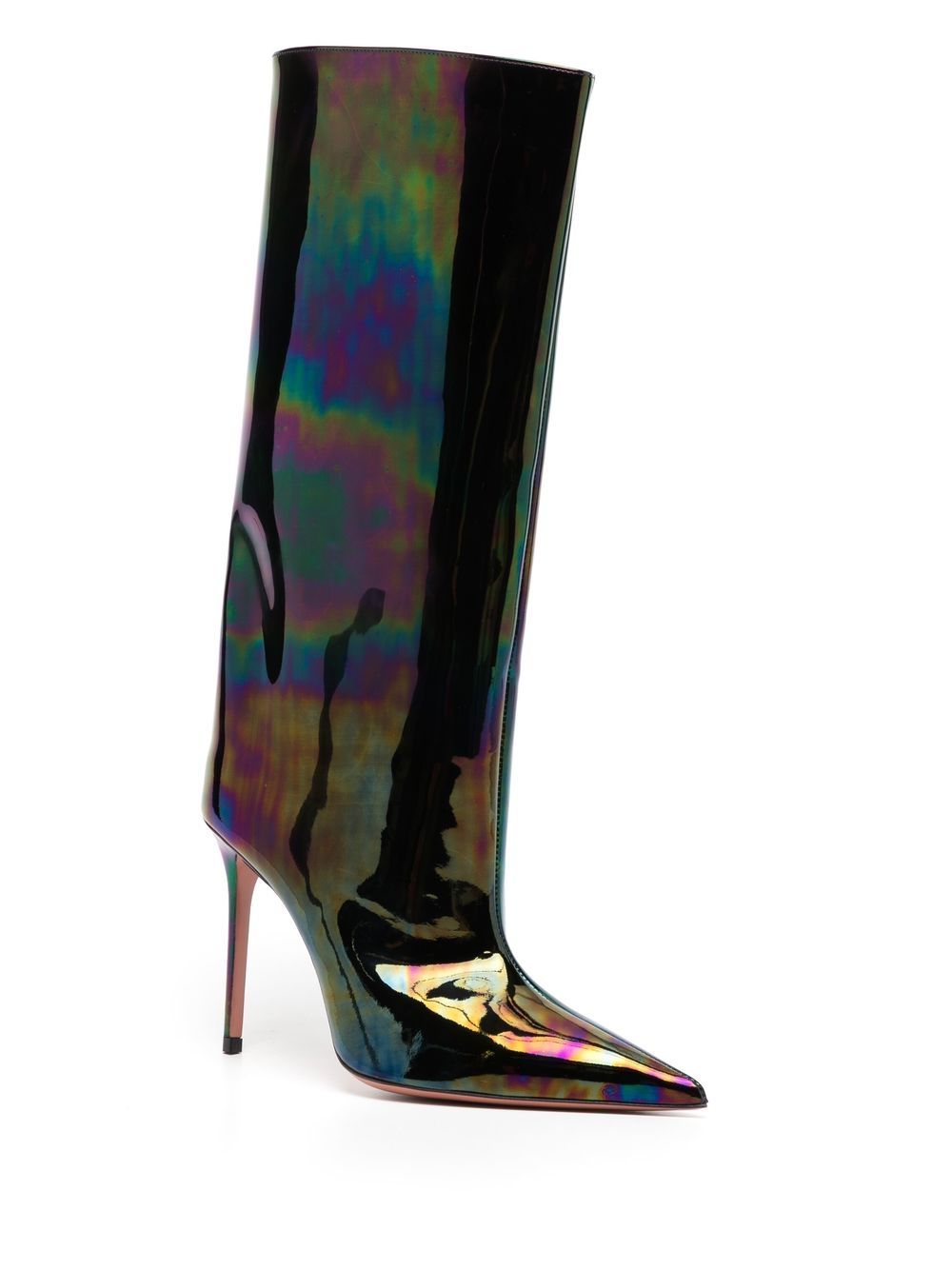Amina Muaddi Fiona 90mm Pointed-toe Boots In Metallic | ModeSens