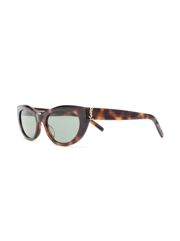 Saint Laurent Eyewear Tortoiseshell logo-plaque Sunglasses | Brown
