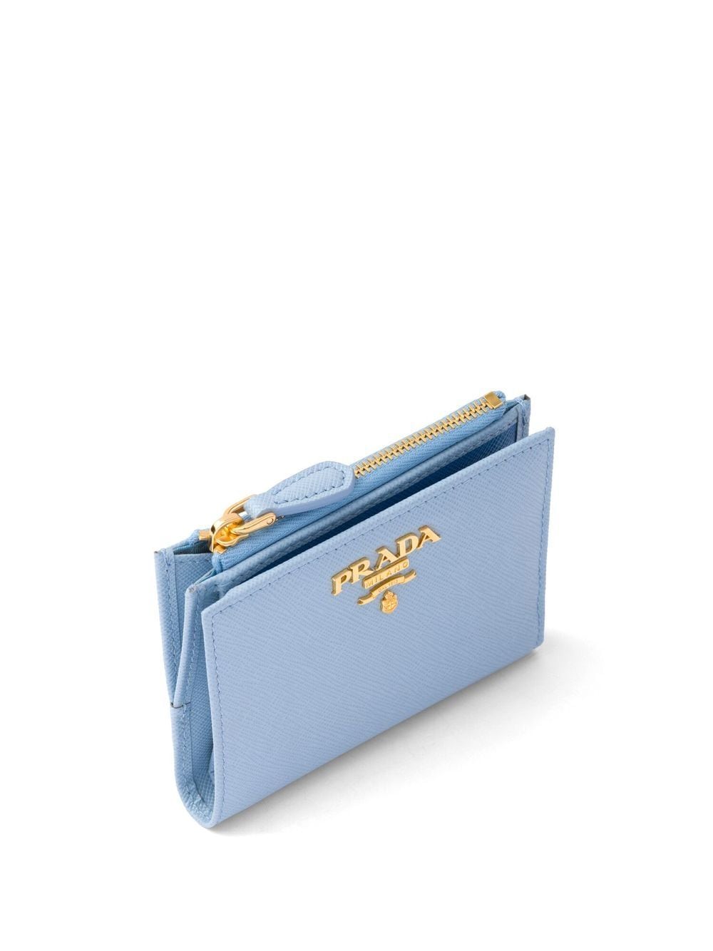 Shop Prada Leather Logo-detail Wallet In Blue