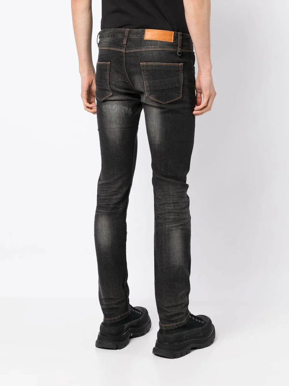 Private Stock Distressed-finish Skinny Jeans In Grau