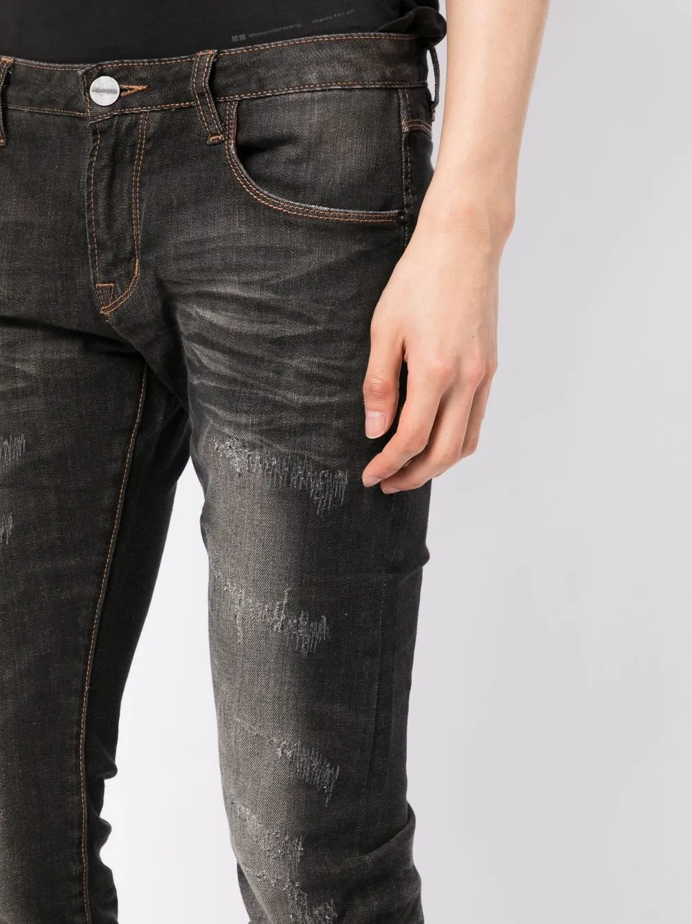 Private Stock Distressed-finish Skinny Jeans In Grau