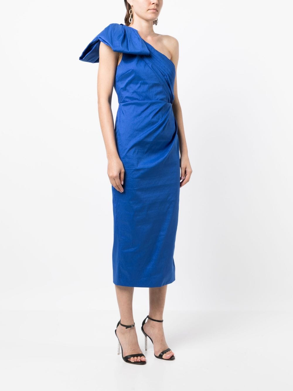 Shop Rachel Gilbert One-shoulder Midi Dress In Blue