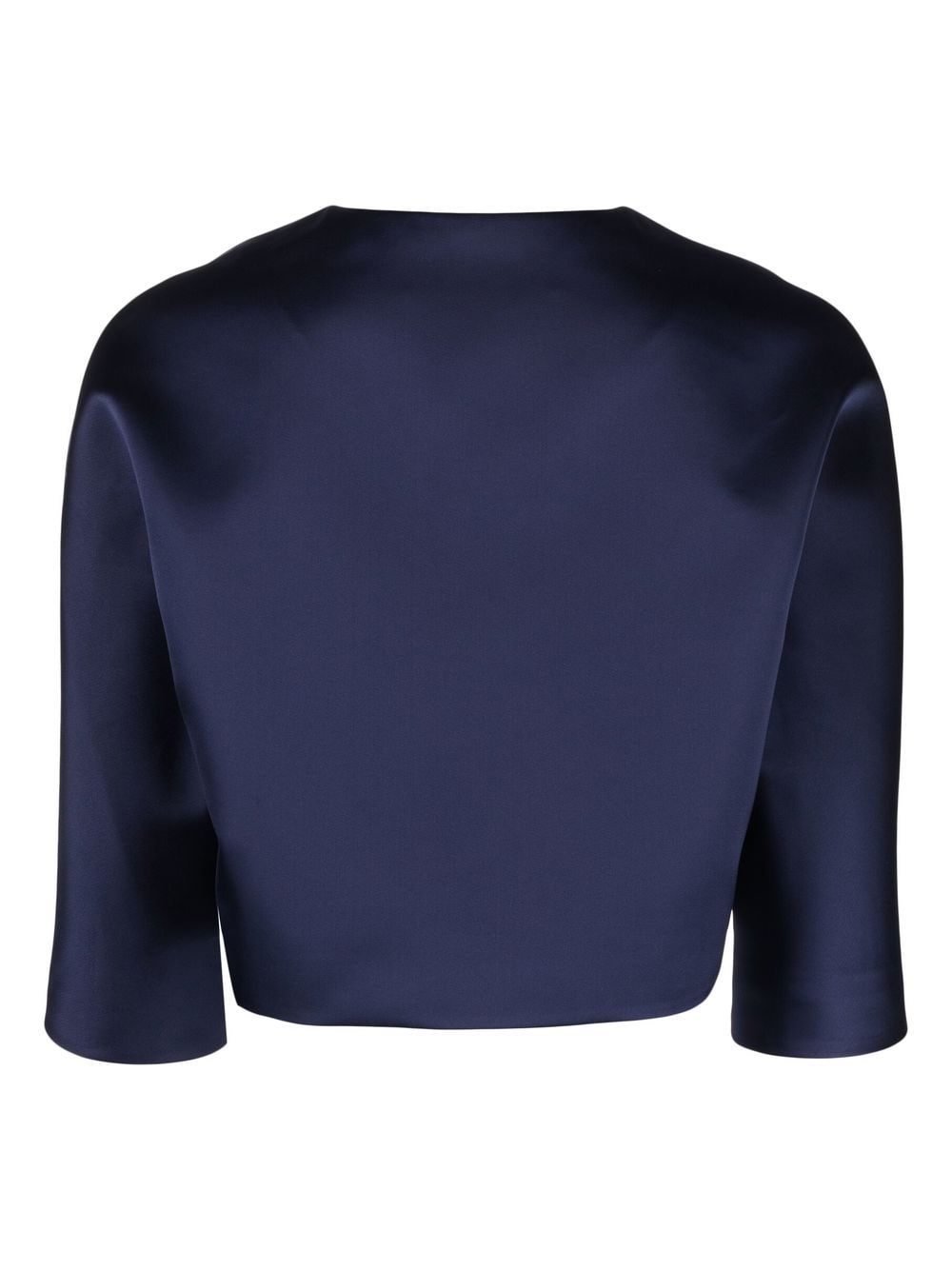 Shop Dice Kayek Round-shoulder Cropped Jacket In Blue