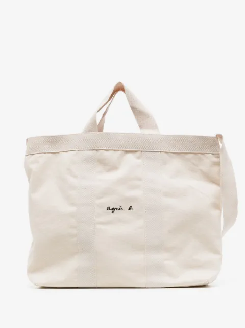 agnès b.  sac cabas en toile à logo imprimé