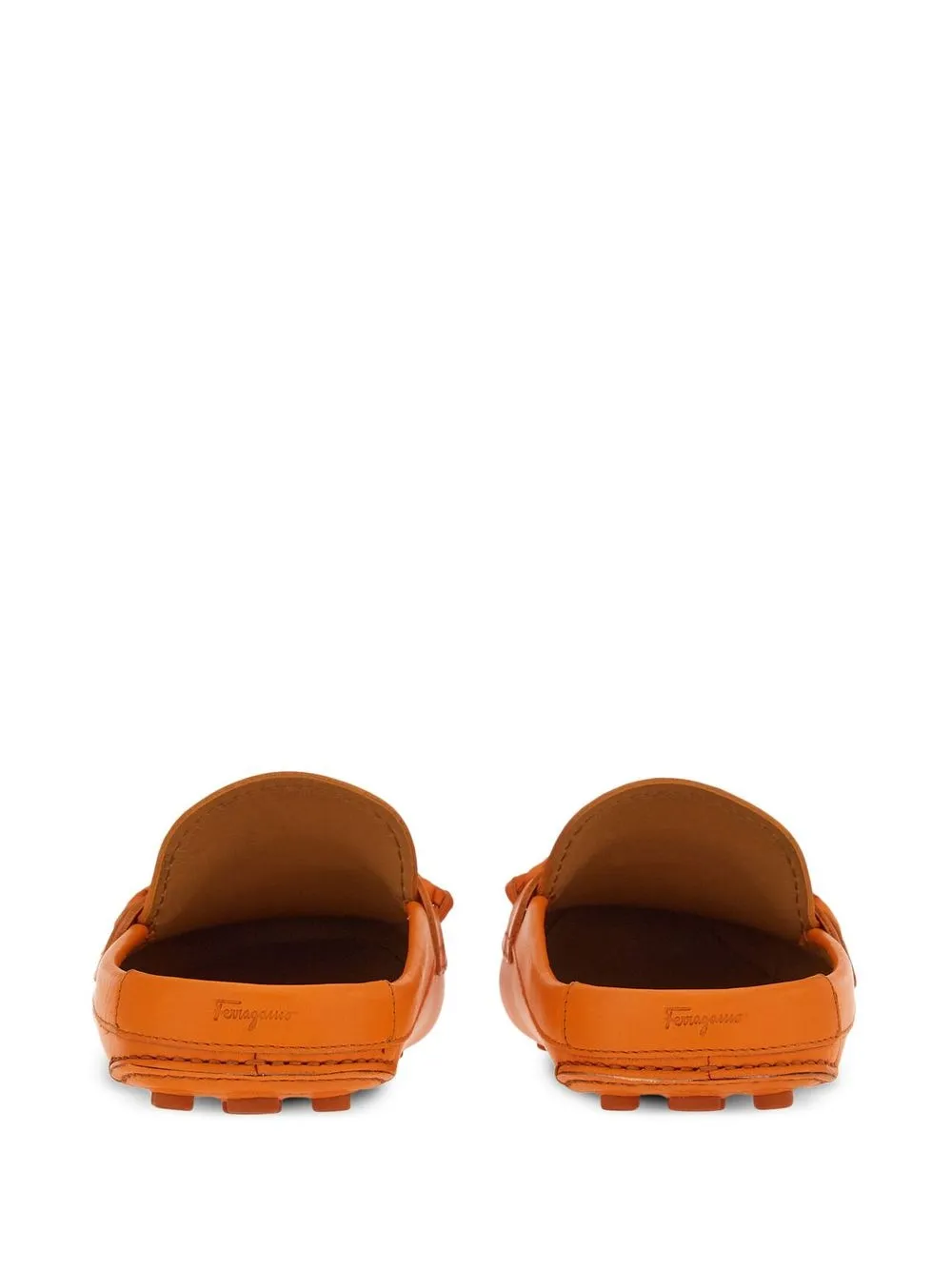 Ferragamo Gancini leather mules Orange