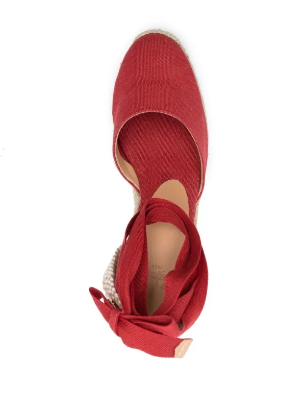 Castaner Carina Fringed Suede Wedge Espadrilles - Red