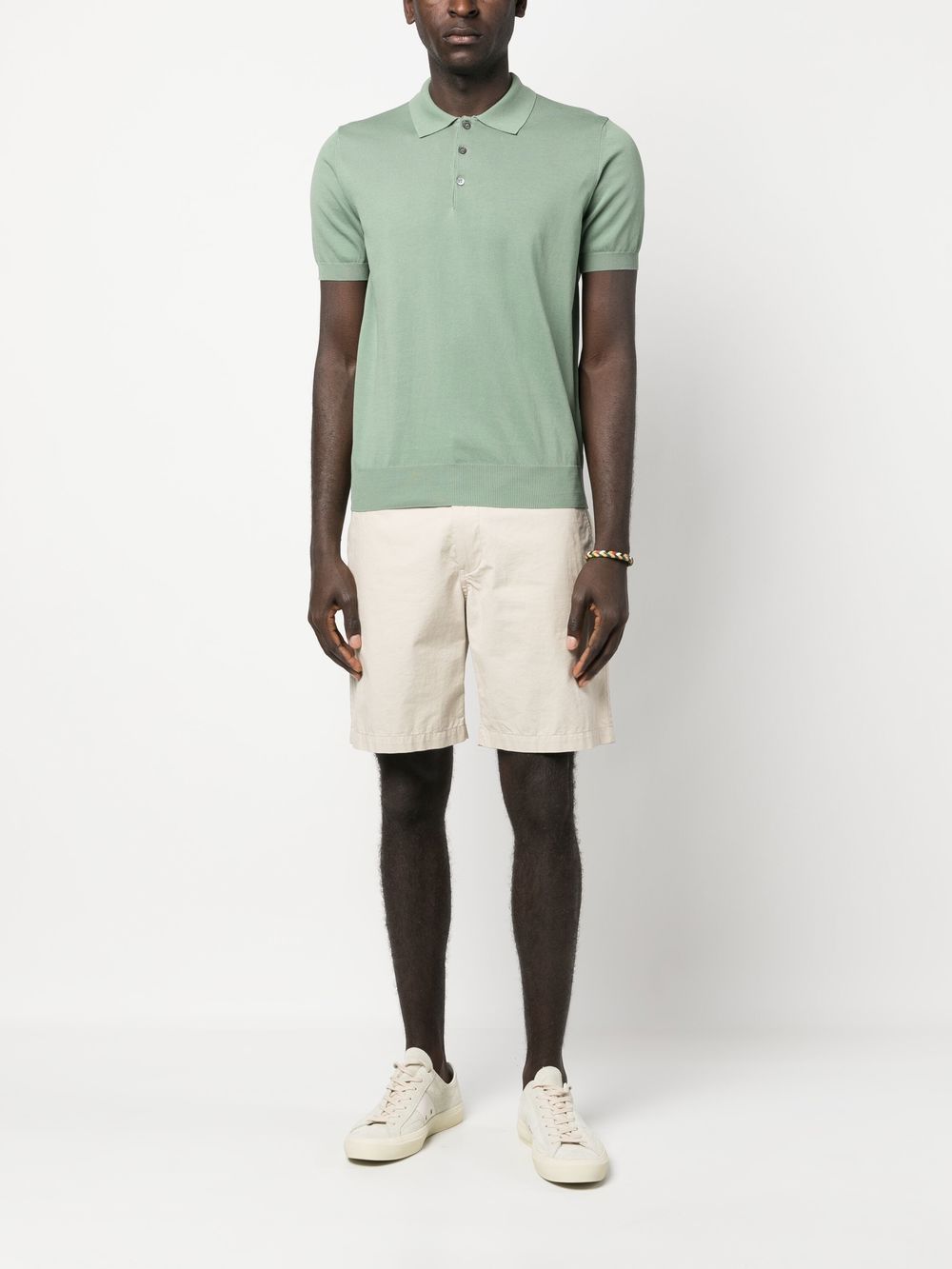 Canali Gebreid poloshirt - Groen