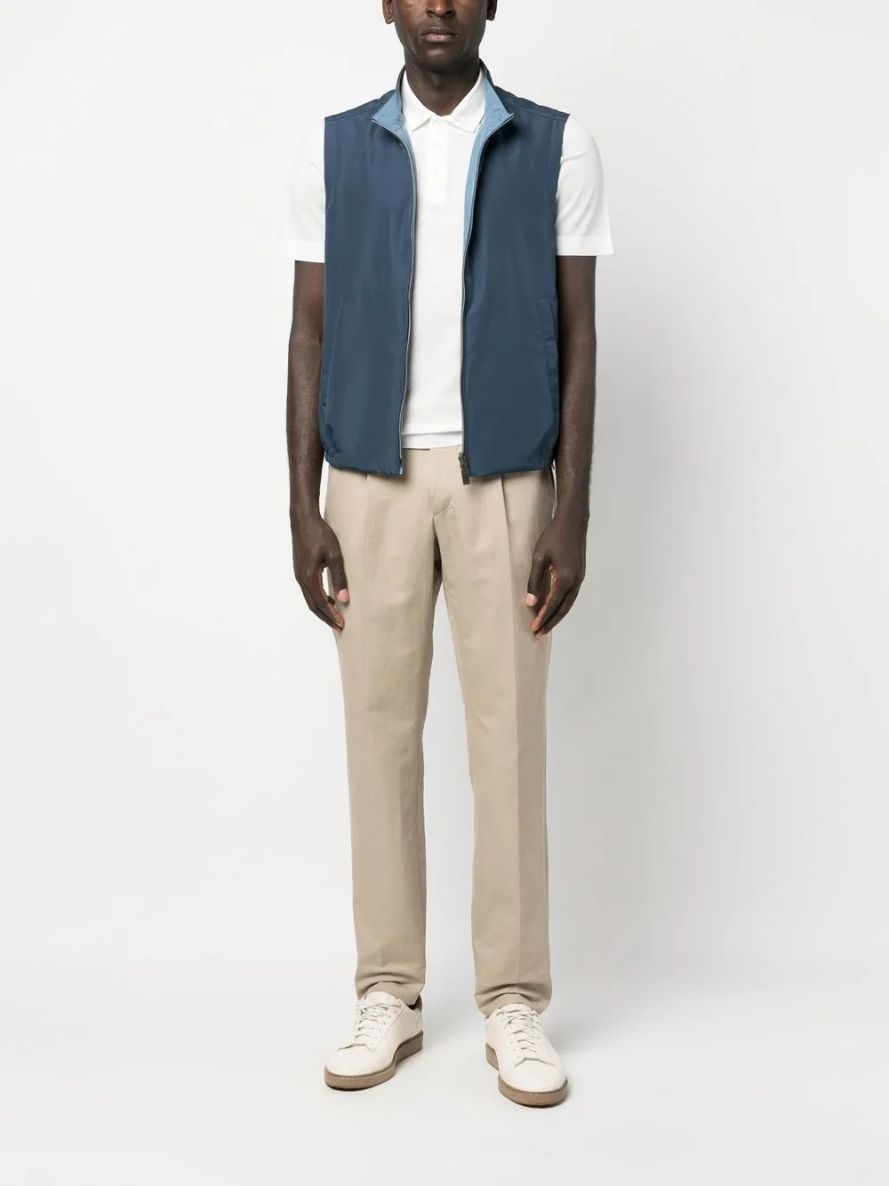 Canali Gilet met rits - Blauw