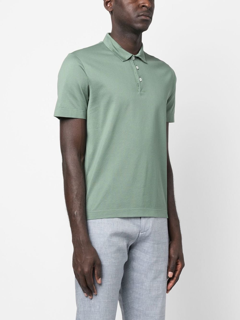 Shop Canali Short-sleeved Cotton Polo Shirt In Grün