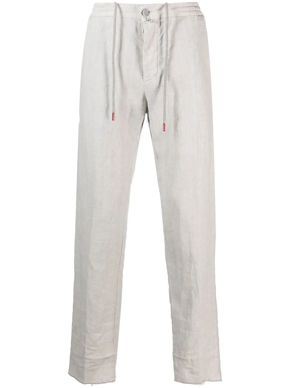 

Kiton logo-patch straight-leg trousers - Gris