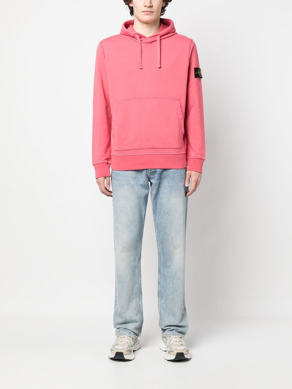 Stone Island Hoodie met logopatch - Roze