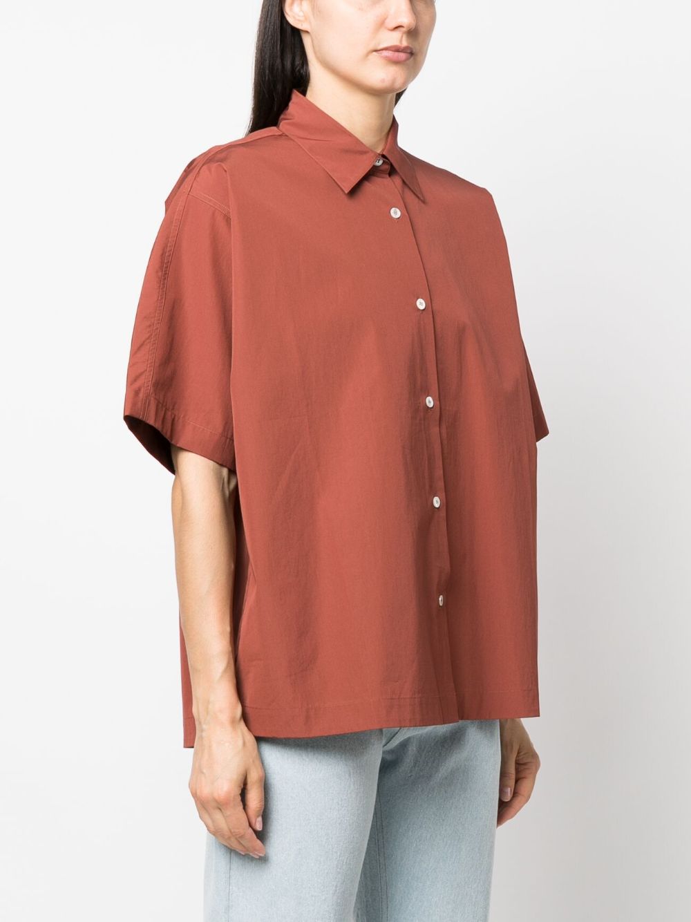 Shop Studio Nicholson Sira Drop Shoulder Short-sleeve Shirt In Braun