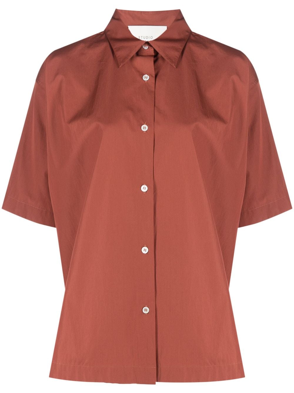 Shop Studio Nicholson Sira Drop Shoulder Short-sleeve Shirt In Braun