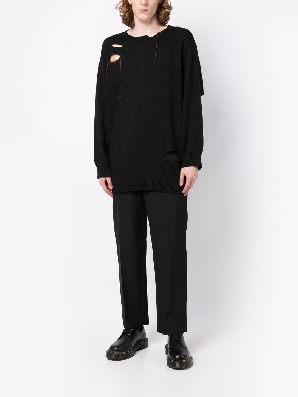 Shop Yohji Yamamoto Hole-detail Long-sleeve Jumper In Black