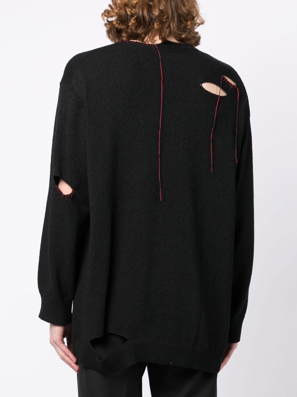 Shop Yohji Yamamoto Hole-detail Long-sleeve Jumper In Black