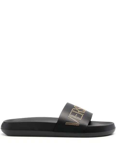 Versace studded-logo leather slides