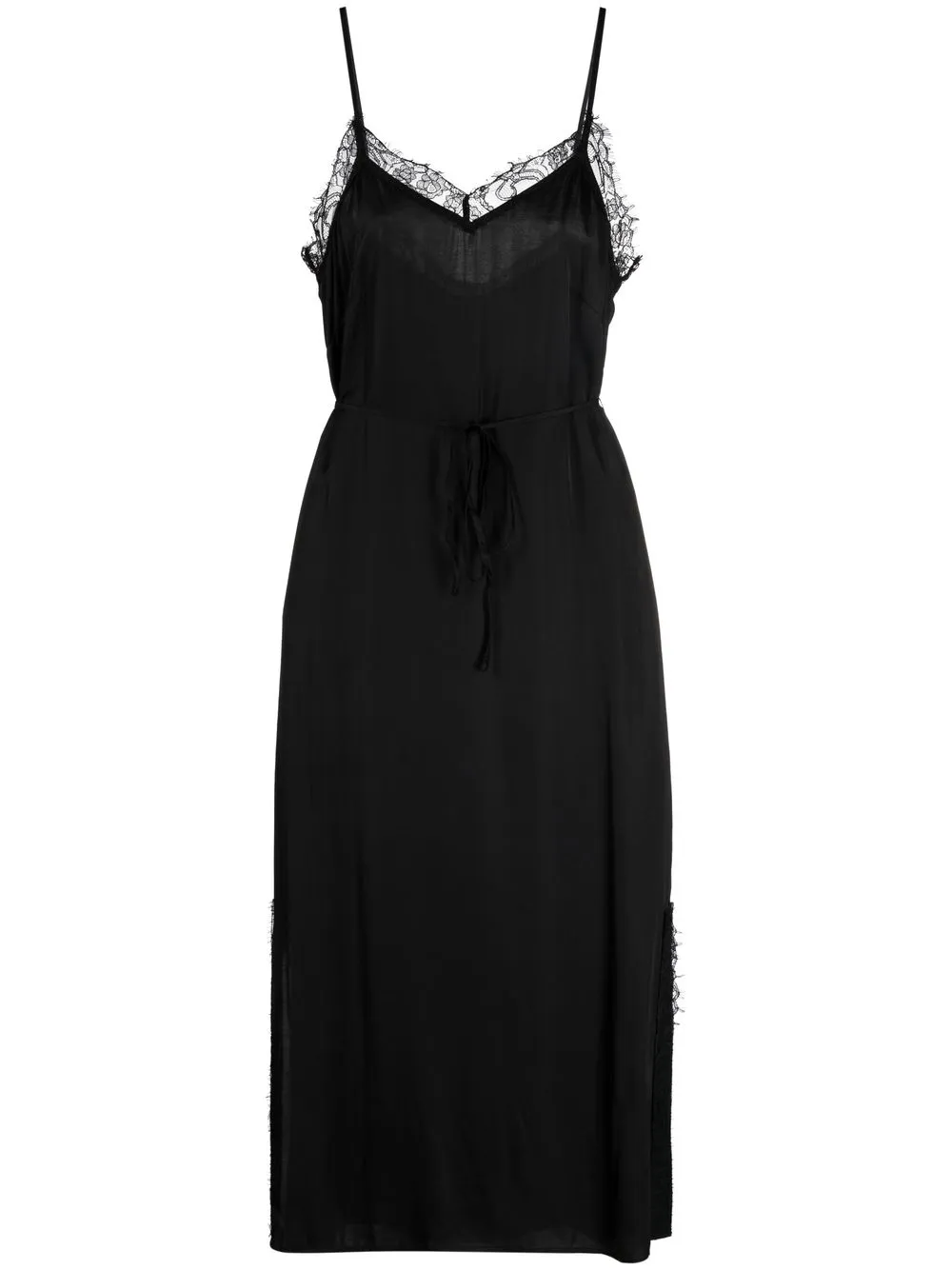 

TWINSET lace-trim detail midi dress - Black